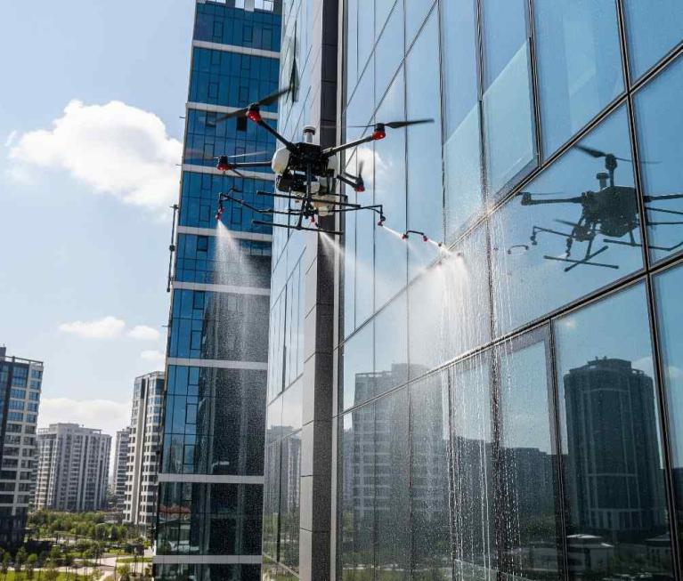 Drone ile Bahçeşehir dış cephe temizliği