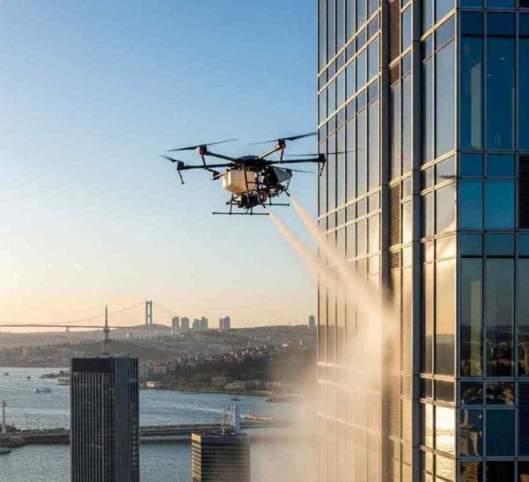 Drone ile dış cephe yıkama hizmetleri