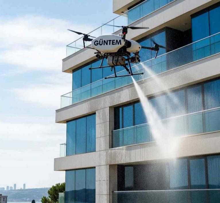 Drone ile Florya dış cephe temizliği