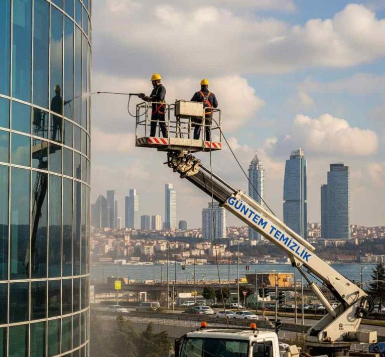 İstanbul'da sepetli platformla dış cephe temizliği hizmetleri