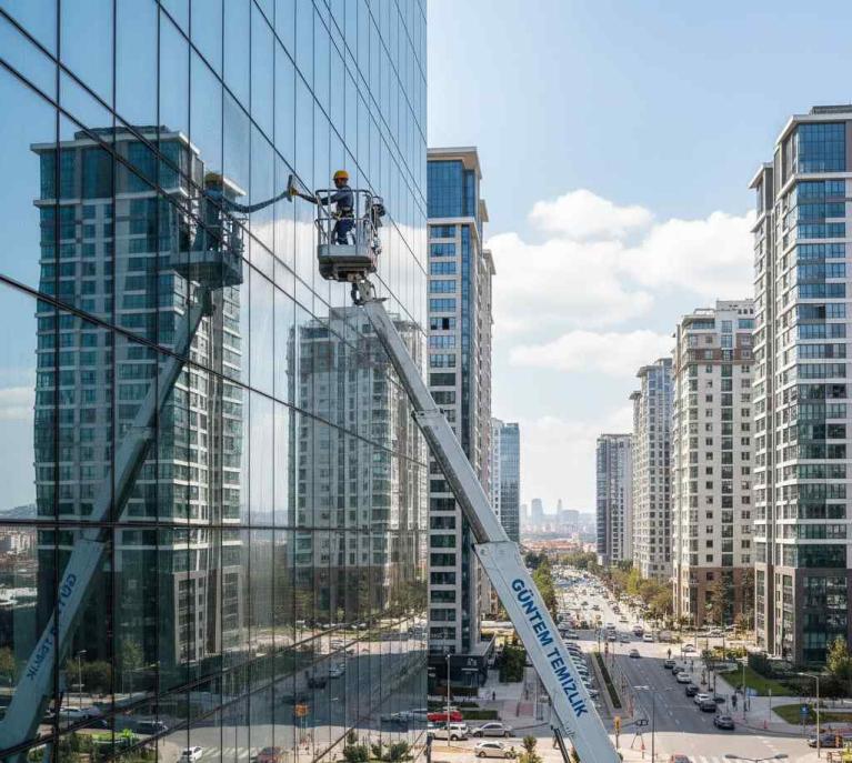 Sepetli platform ile Levent dış cephe temizliği hizmetleri