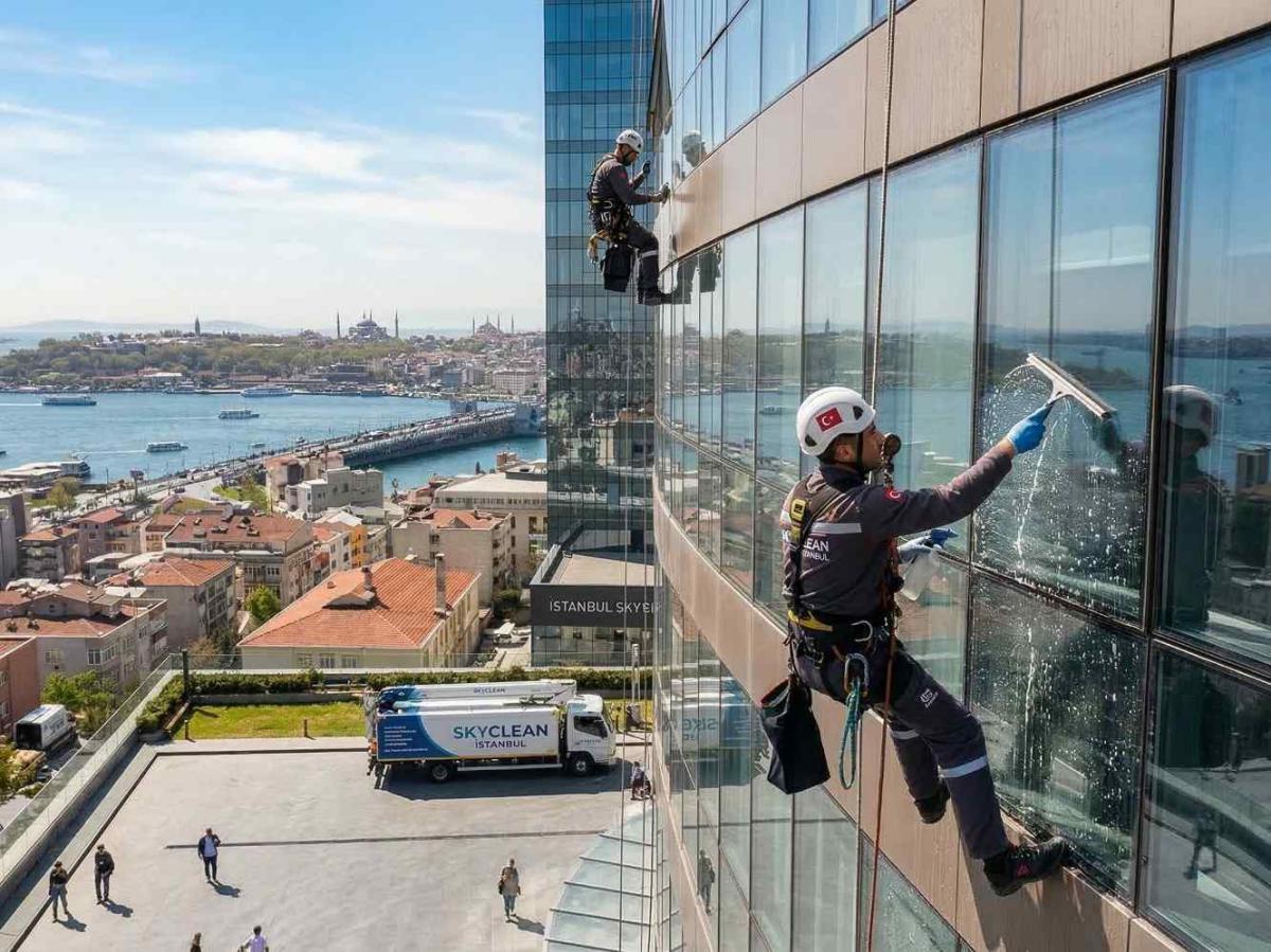 Yaz mevsiminde yapılan bir dış cephe cam temizliği